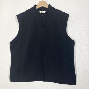 Orvis Vest Mens XL Black Fleece Full Zip Mock Neck Thermal Outdoor Travel